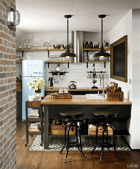 Aprende ideas para decorar tu cocina. Increíble loft estilo vintage industrial | Cocina estilo ...