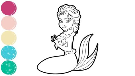 Frozen Elsa Little Mermaid Coloring Drawing Painting Youtube