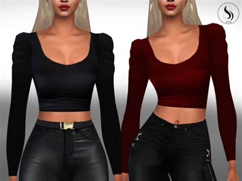 The Sims Resource Deep Front Casual Mesh Tops By Saliwa • Sims 4 Downloads