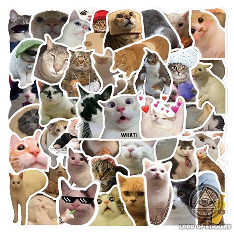 Set Hình Dán Meme Sticker Mèo Cute Vui Nhộn Hài Hước Chống Thấm Nước Trang Trí Mũ Nón Bảo