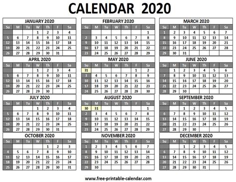 2020 Calendar Month By Month Free Printable Example Calendar Printable