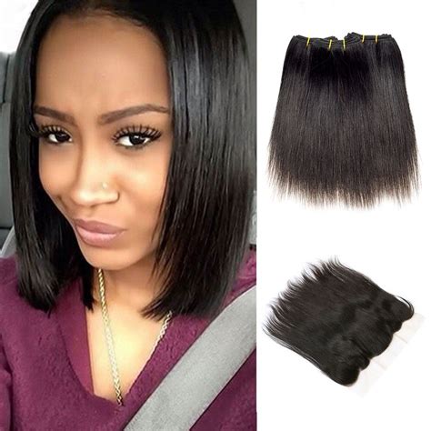 brazilian straight hair with lace frontal natural color frontal brazilian virgin bob weave