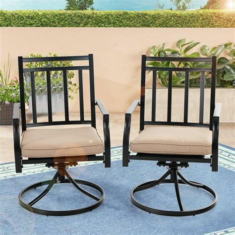 Mf Studio Outdoor Dining Chairs Patio Swivel Chairs With Beige Cushion