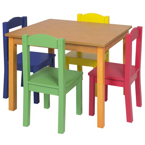 Not only it's a comfortable furniture set, but it also promotes the idea of sustainable living to children. Kids Wood Furniture Table And 4 Chairs Set, Natural ...