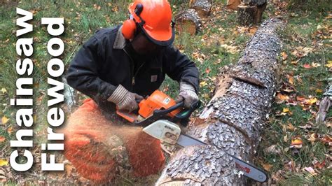 Using A Chainsaw To Cut Firewood Gardenfork Youtube