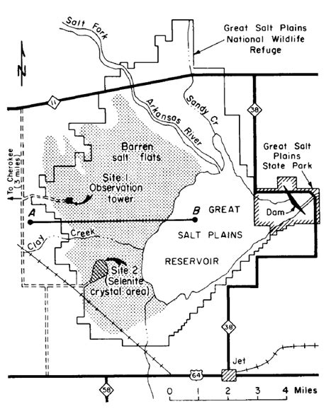 Location Map For Sites 1 And 2 At Great Salt Plains Cross Section A B