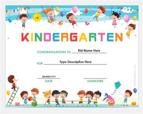 Editable Free Printable Kindergarten Certificate Templates Printable