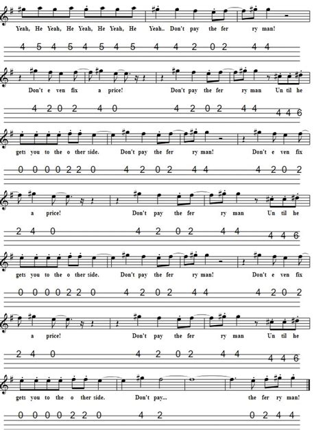 Dont Pay The Ferryman Sheet Music By Chris De Burg Tenor Banjo Tabs