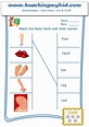 Free worksheets - Match the body parts with their names - 2