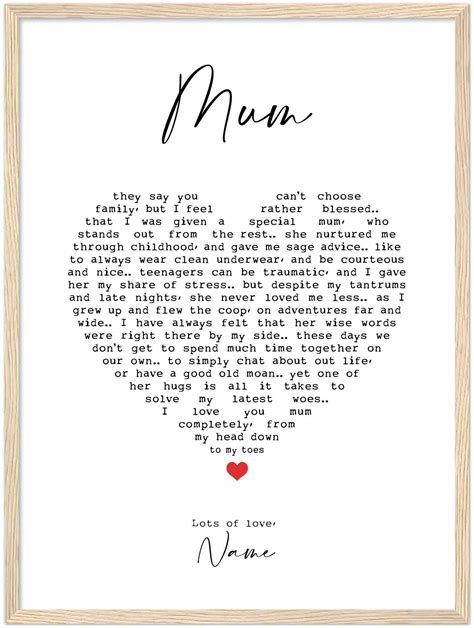 Personalized Mum Poem Framed Print Custom Mothers Day T Etsy