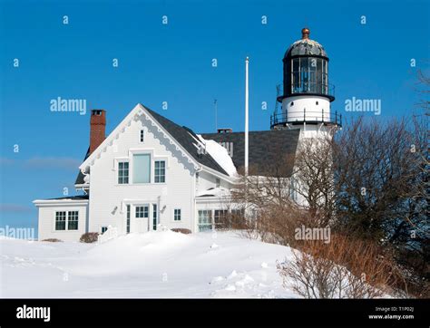 Cape Elizabeth Lighthouse In Maine Is Buried In Snow After A Winter