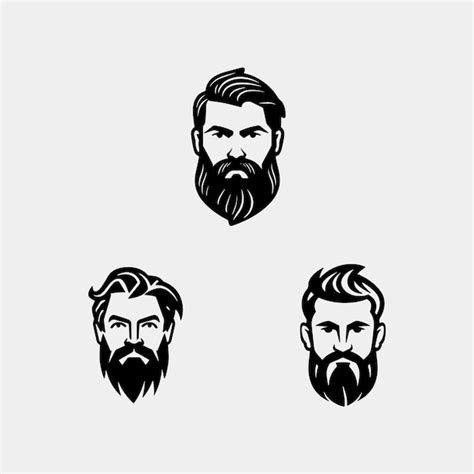 Premium Vector Set Of Vector Bearded Men Faces Hipsters With