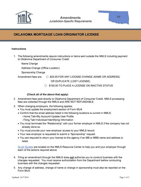 Fillable Online Mortgage Nationwidelicensingsystem Oklahoma Mortgage Loan Originator License
