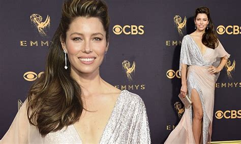 Jessica Biel Steals The Show At Emmys In Striking Silver Daily Mail Online