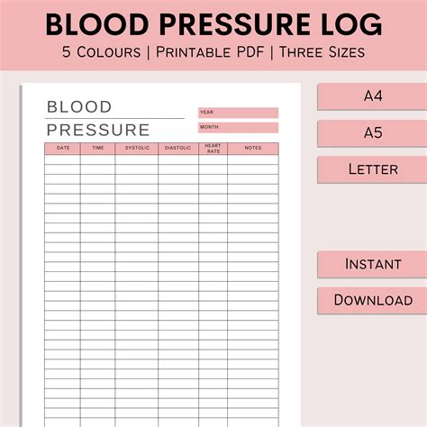 Blood Pressure Logs Printable Bdamidnight