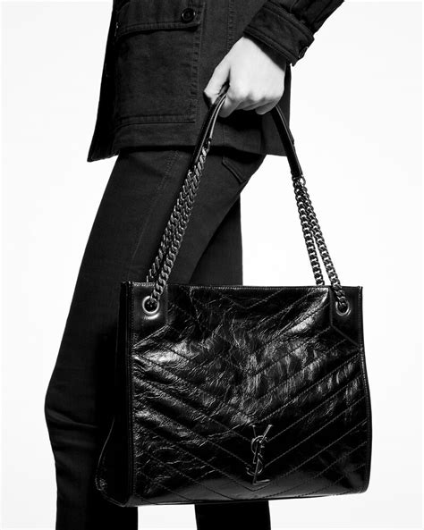Niki Medium Shopping Bag In Crinkled Vintage Leather Saint Laurent