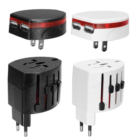 Us1016 Universal Worldwide Travel Adapter Plug Double Usbac Power