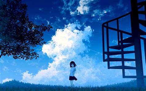 Download Wallpaper 1680x1050 Anime Girl Sky Clouds Widescreen 1610