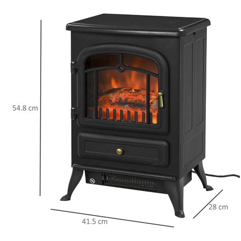 Homcom Freestanding Electric Fire Place Indoor Heater Glass View Log