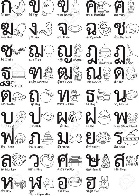 Stock Vector ไทย ไทย Thai Alphabet Thai Words Learn Thai