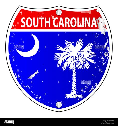 South Carolina Flag Icons As Interstate Sign Stock Photo Alamy