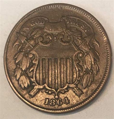 1864 Two Cent Piece Large Motto 2c Fine