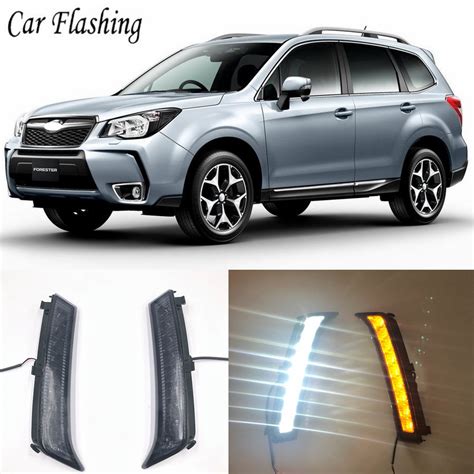 Car Flashing Pcs Car Led Drl Daytime Running Light With Turn Signal Fog Lamp For Subaru