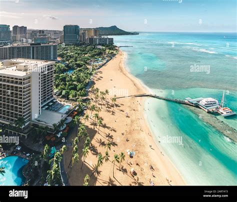 Waikiki Beach Aerial Above Stock Photo Alamy