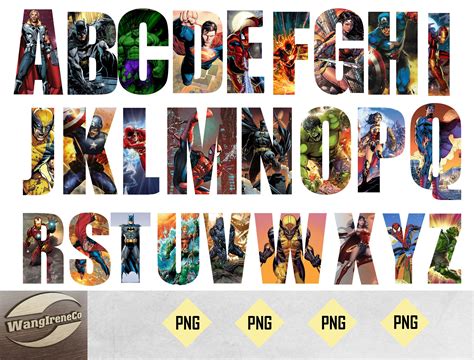 Avengers Alphabet Letters Png Superhero Font Png Spiderman Etsy