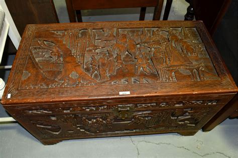 Sold Price Vintage Heavily Carved Chinese Camphor Wood Chest