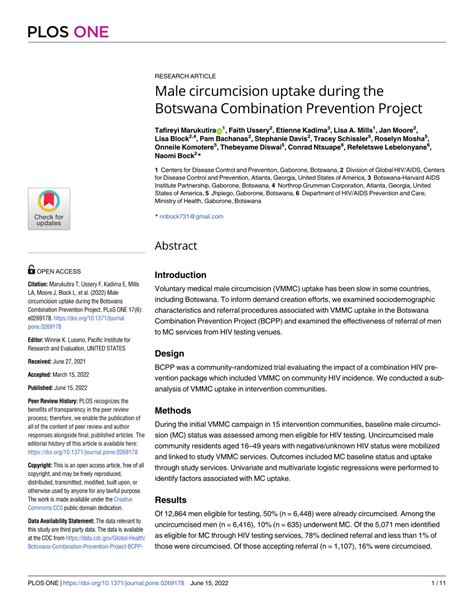Pdf Male Circumcision Uptake During The Botswana Combination Prevention Project