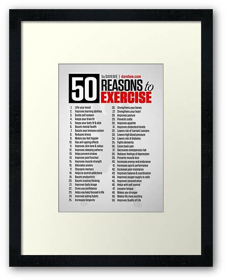 50 Reasons To Exercise Framed Prints By Superfitstuff Redbubble