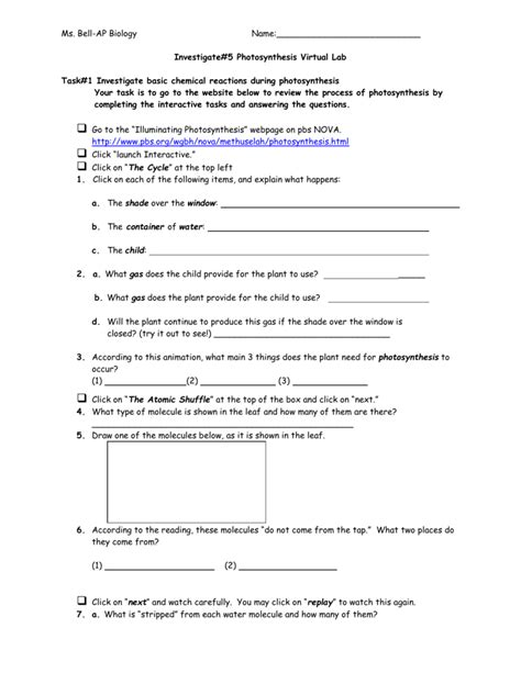 Virtual lab bacterial identification virtual lab student handout bacterial identification lab handout introduction go to scroll general biology ii (bio 102). 33 Ap Biology Photosynthesis Worksheet Answers - Worksheet Resource Plans