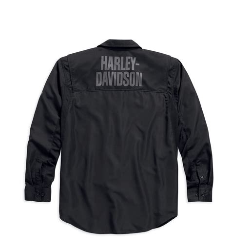 Harley Davidson® Mens Black Long Sleeve Button Down Shirt Long