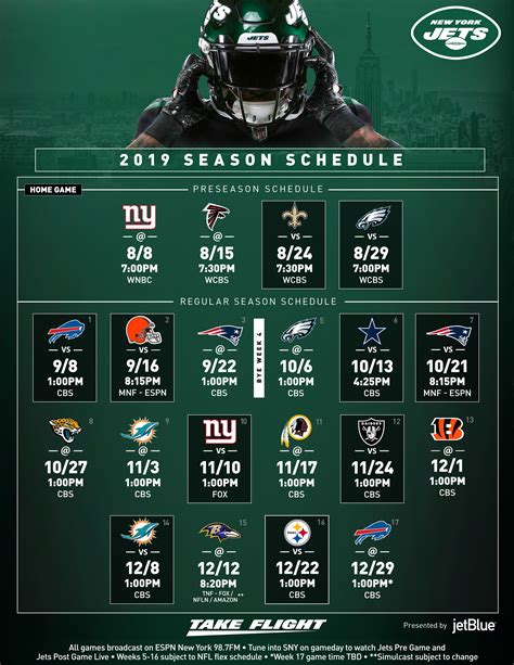 Jets Printable Schedule Web The New York Jets Schedule For The 2022 Nfl
