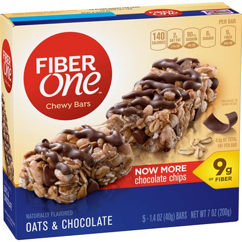 general mills fiber one chewy bars oats and chocolate 5ct 7oz box garden grocer