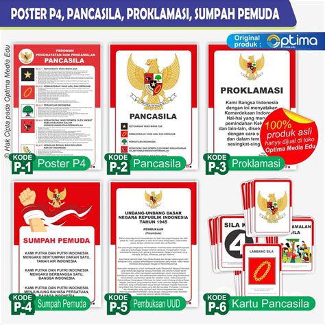 Jual Poster Butir P4 Terbaru Pancasila Teks Proklamasi Sumpah