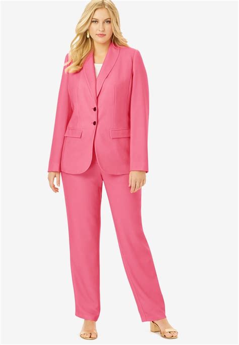 Single Breasted Pant Suit Plus Size Pant Suits Woman Within