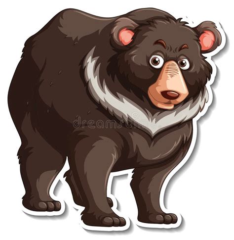 Asian Black Bear Animal Cartoon Sticker Stock Vector Illustration Of