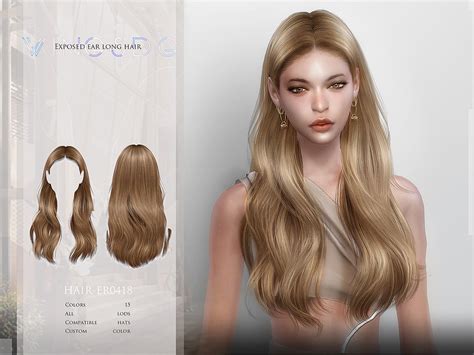 The Sims Resource Exposed Ear Long Hair Er0420