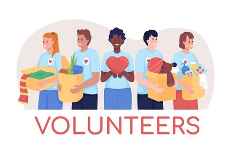 volunteers 2d vector isolated illustration contributing to humanitarian aid smiling man and
