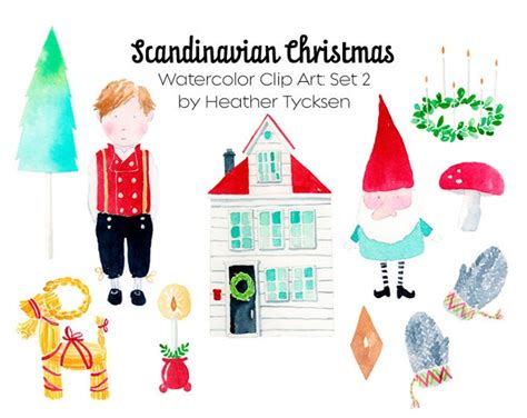 Scandinavian Clipart Christmas Norway Gnome Clipart Nordic Etsy