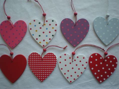 ♥ Shabby Chic Wooden Heart Hanging Decoration Xmas ♥ Wooden Hearts