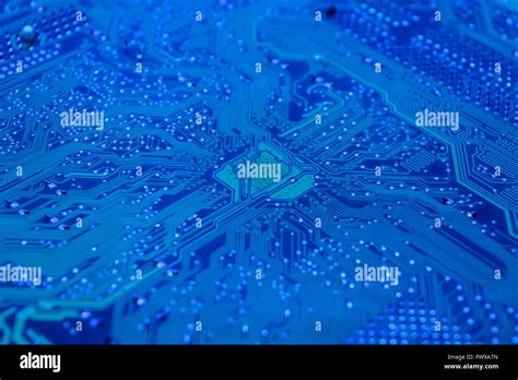 Closeup And Detail Of A Blue Circuit Board Stock Photo Alamy