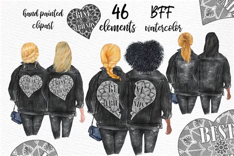 3,000+ vectors, stock photos & psd files. Best Friends Clipart Black Jackets (Graphic) by LeCoqDesign · Creative Fabrica