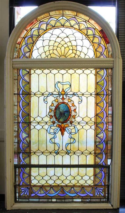 Victorian Stained Glass Arch Top Window
