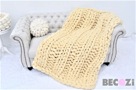 Merino Wool Blanket Double Ribbing Pattern Becozi