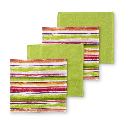 Essential Home 4 Pack Dishcloths Striped
