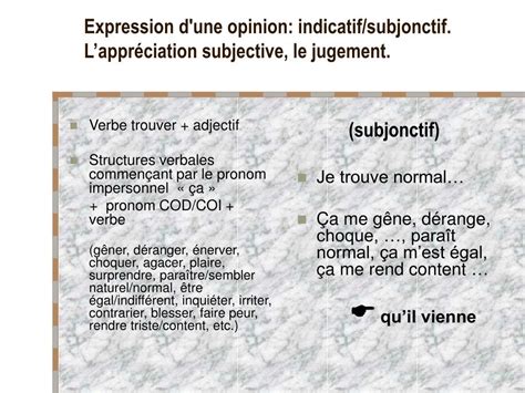 Il Semble Que Subjonctif Ou Indicatif - PPT - Expression d'une opinion: indicatif/subjonctif. L’appréciation