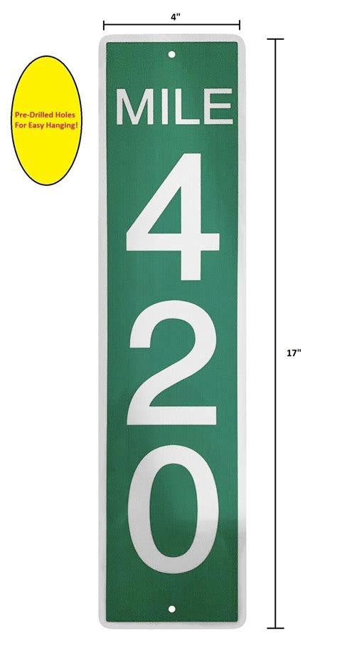 420 Mile Marker Sign With Holes Reflective Aluminum 17 X4 Ebay